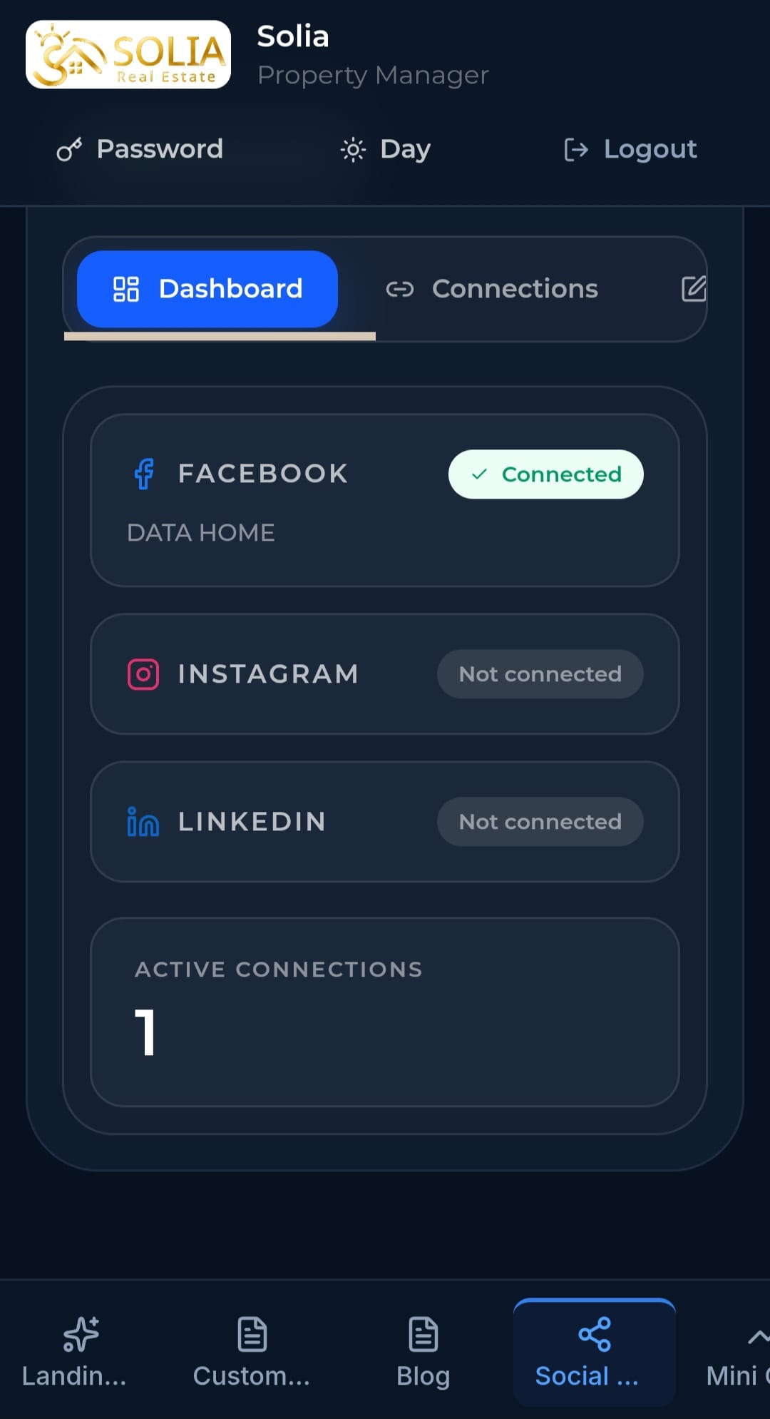 DATAhome Social Hub met pandselectie en publicatiecontroles